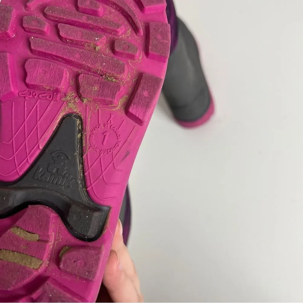 Kamik Snobuster Kids' Pink and Gray Winter Snow Boots